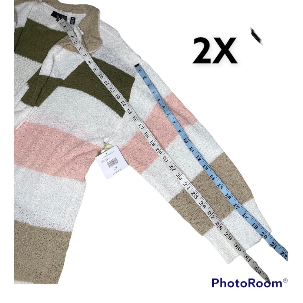 NWT 2X Ella Rafaella open Front Cardigan Sweater 3/4 Sleeve Multicolored - Picture 13 of 15